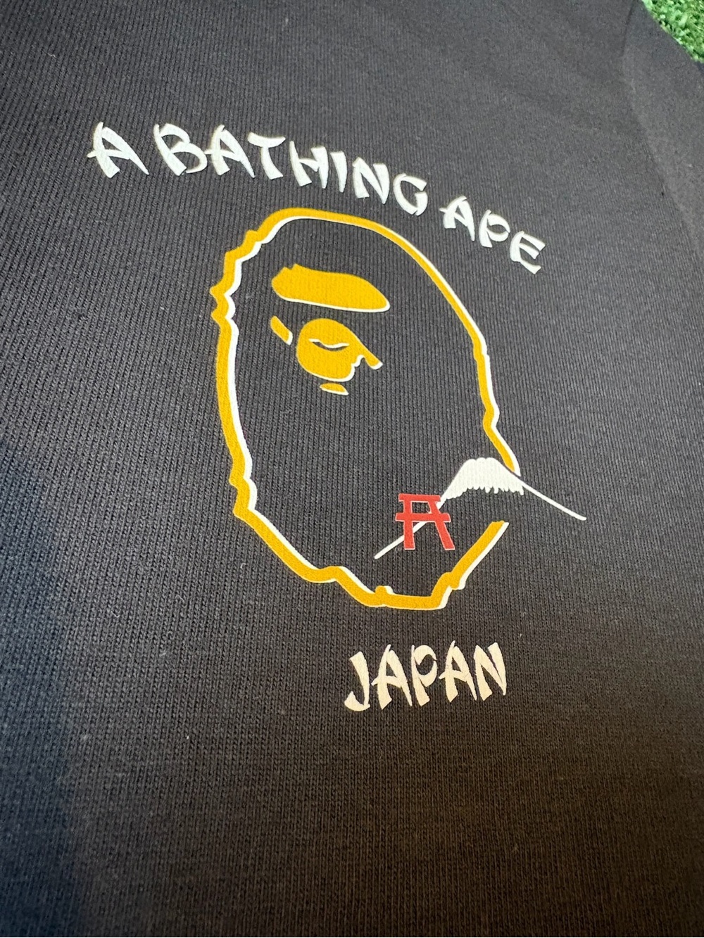 Bape Black Short-Sleeve Tee with Small Yellow Ape Head Chest Logo - Picture 2 of 9